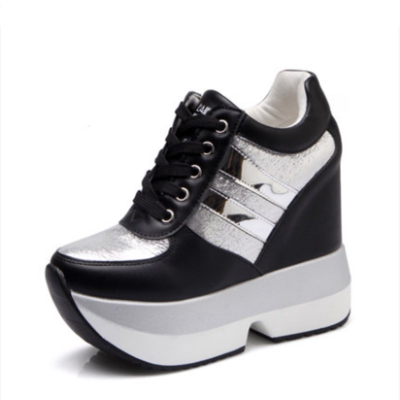 Herfst dames hoge platform schoenen hoogte verhogende casual schoenen 12 cm dikke zool sneakers ademende schoenen dames sneakers