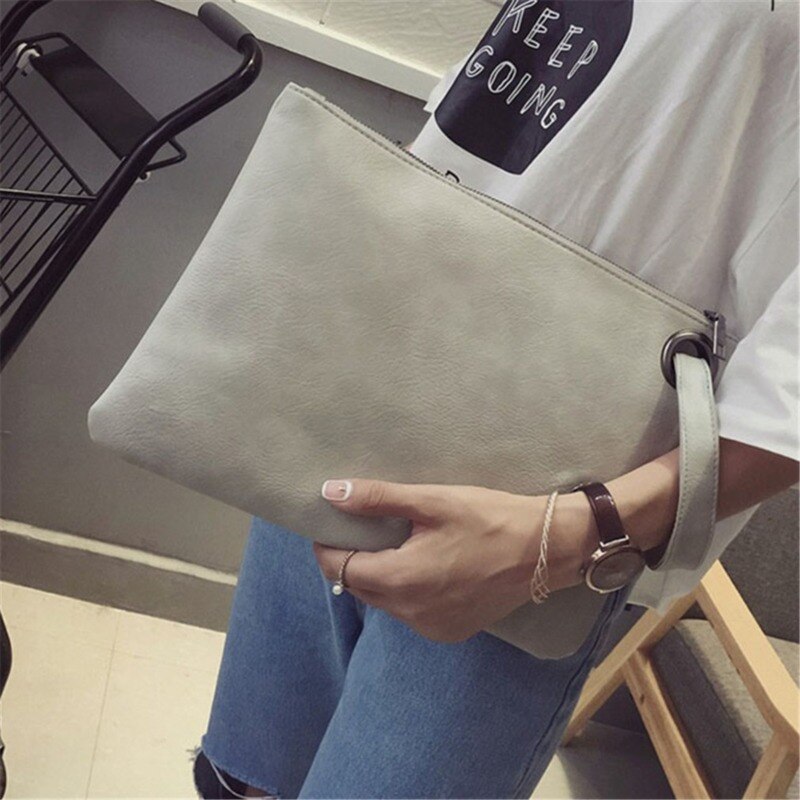 Women Party Clutches PU Leather Envelope Clutch Bag Handbag Lady Female Vintage Evening Bag: grey