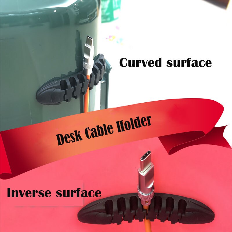 Black Desktop Clip Clamps TPR Cable Wire Organizer Cable Clip USB Charger Earphone Cord Holder Cable Winder for Mouse Cables