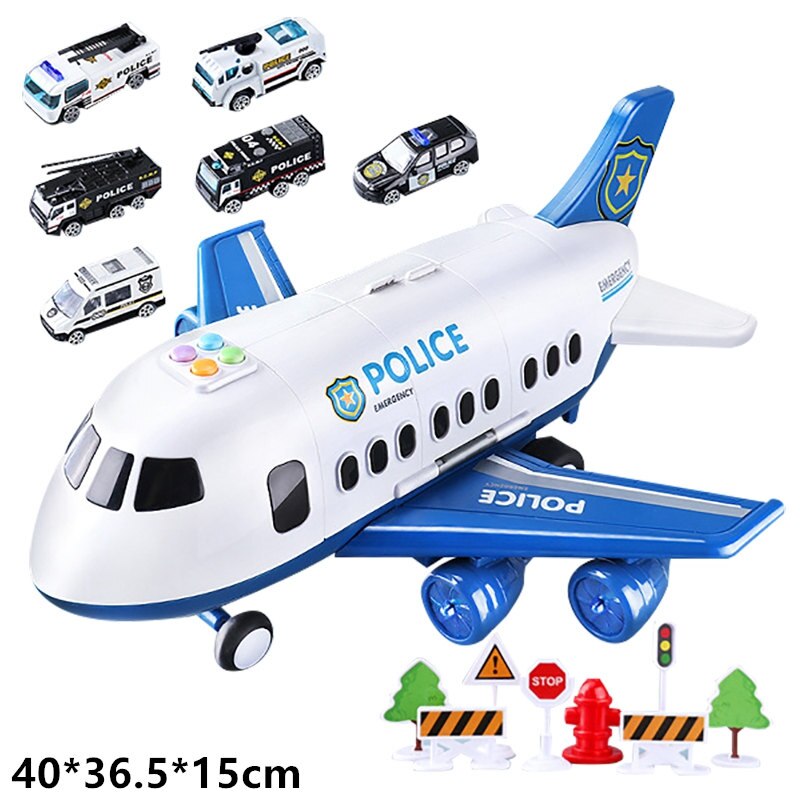 Spielzeug Auto Musik Geschichte Simulation Track Trägheit Flugzeuge Kinder Große Größe Passagier Flugzeug Spielzeug Flugzeug Modell Kinder Airliner: 18pcs Police