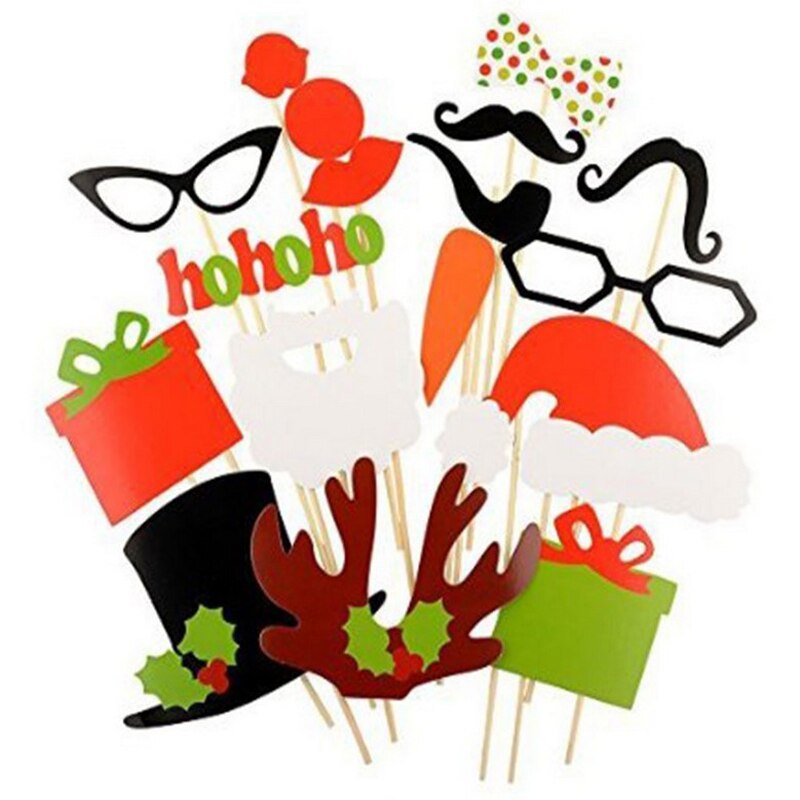 17Stck Foto Verkaufsstand Requisiten Weihnachten Dekorationen Hochzeit Party Herr Frau Verheiratet Lustige Maske Frohe Weihnachten Photobooth Frohes Neues Jahr