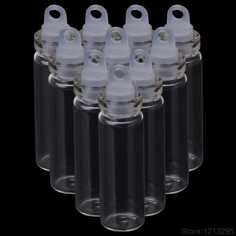 10Pcs 2ml Glass Plastic Stopper Bottle Wishing Bottles Vials DIY Wedding Party