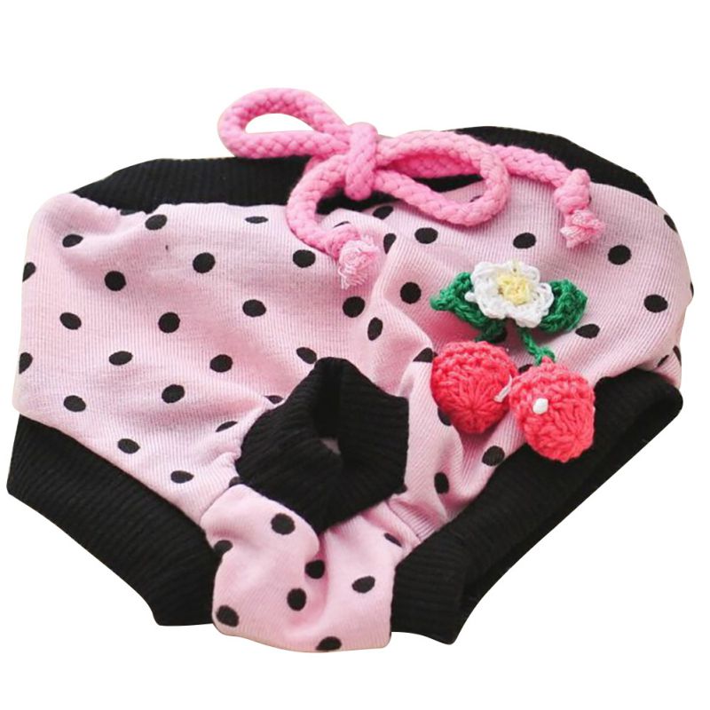 Cartoon Dog Diaper Physiological Pants Sanitary Washable Female Dog Short Panties Underwear Briefs For Girl Dogs Pet Supplies: Pink / L