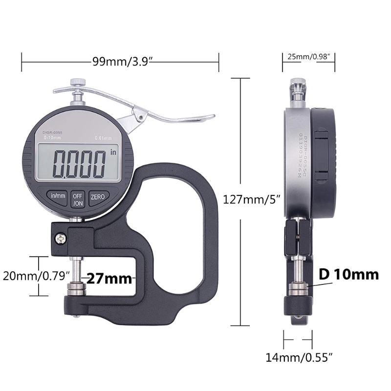 G5AB Dikte Meter Metric Digitale Diktemeter 0.4 Inch/10Mm 0.0005 &quot;/0.01Mm