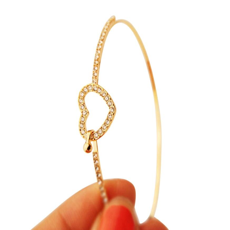 ¡Superventas! brazaletes Retro de para mujer, brazalete de oro con diamantes de imitación, brazalete de corazón, brazalete, joyería Drosphipping Jun8