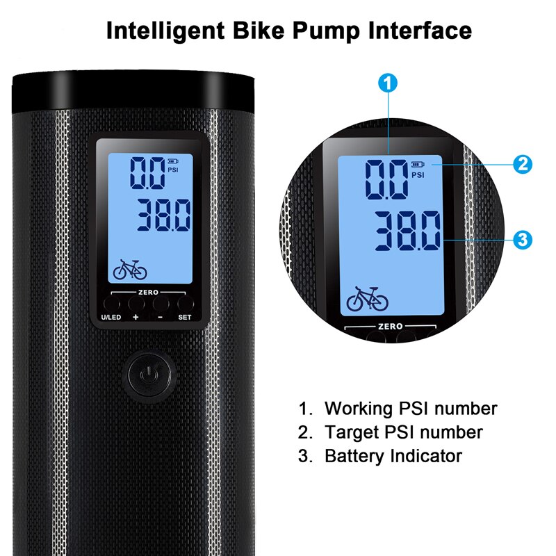WEST RADFAHREN Fahrrad Pumpe Smart Fahrrad Elektrische Pumpe Schrader Presta Bike Inflator Wiederaufladbare für Telefon Road MTB Motorrad Pumpe