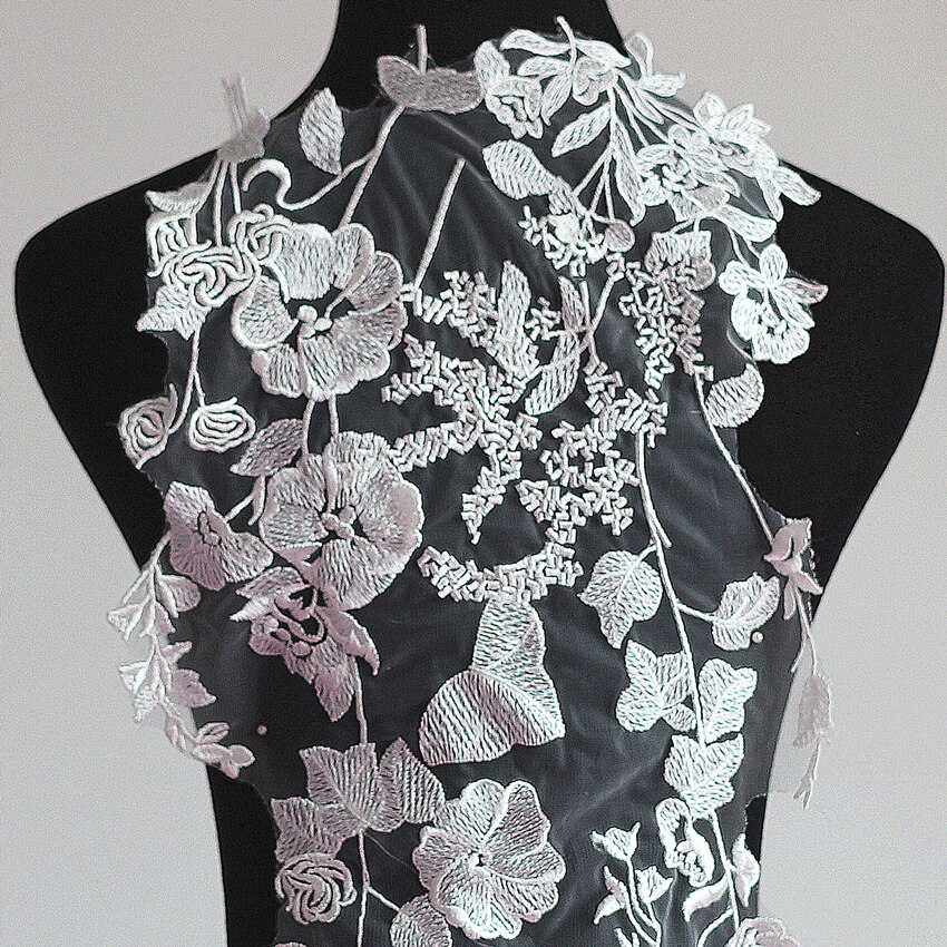 Exquisite Lace Embroidery Flower 3D Wedding Dress Lace Fabric DIY Clothes Accessories
