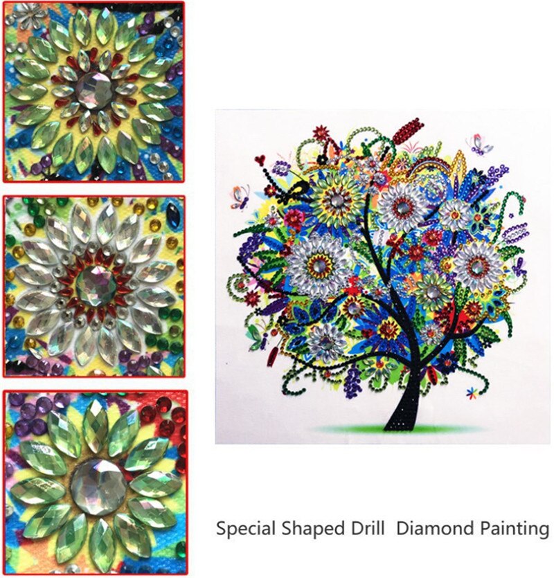 G. DIY Four Seasons Tree Diamond Painting Embroidery Rhinestone Crystal Material Package 30x30cm Home Decoration