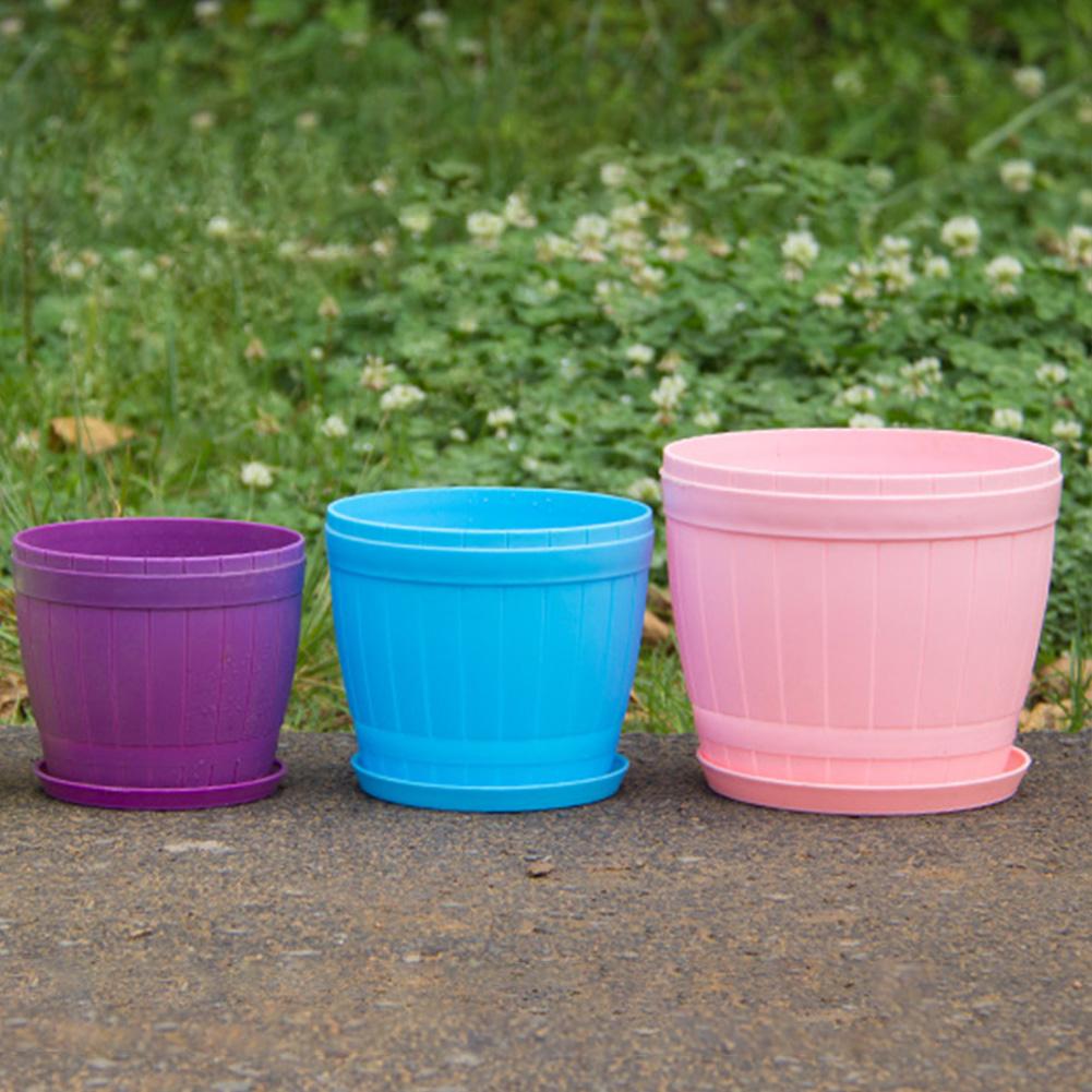Planteur en plastique coloré Pot de fleur plaques ensemble Pots de plantes conteneurs de jardinage avec des trous de drainage garder le sol drainé et ventilé