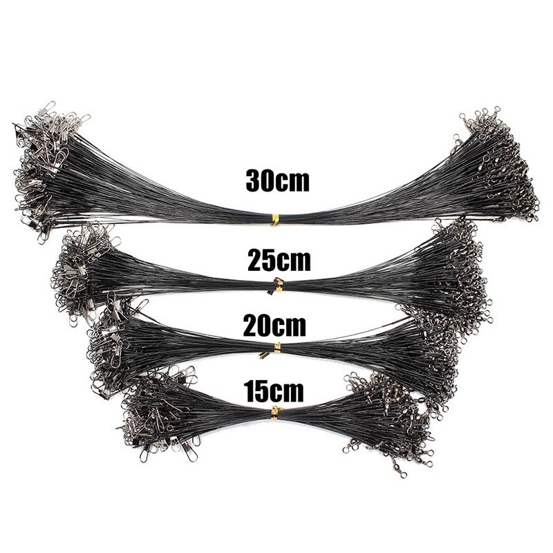 Puremisenesto teräksinen kalastussiima teräslanka, jossa on kääntyvä kalastustarvike lyijysydän talutushihna kalastuslanka 15cm-50cm