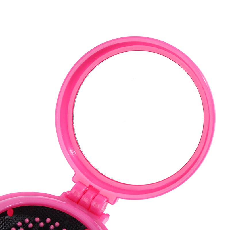 Women Girl Travel Foldable Folding Hair Brush with Mirror Pocket Air Bag Comb