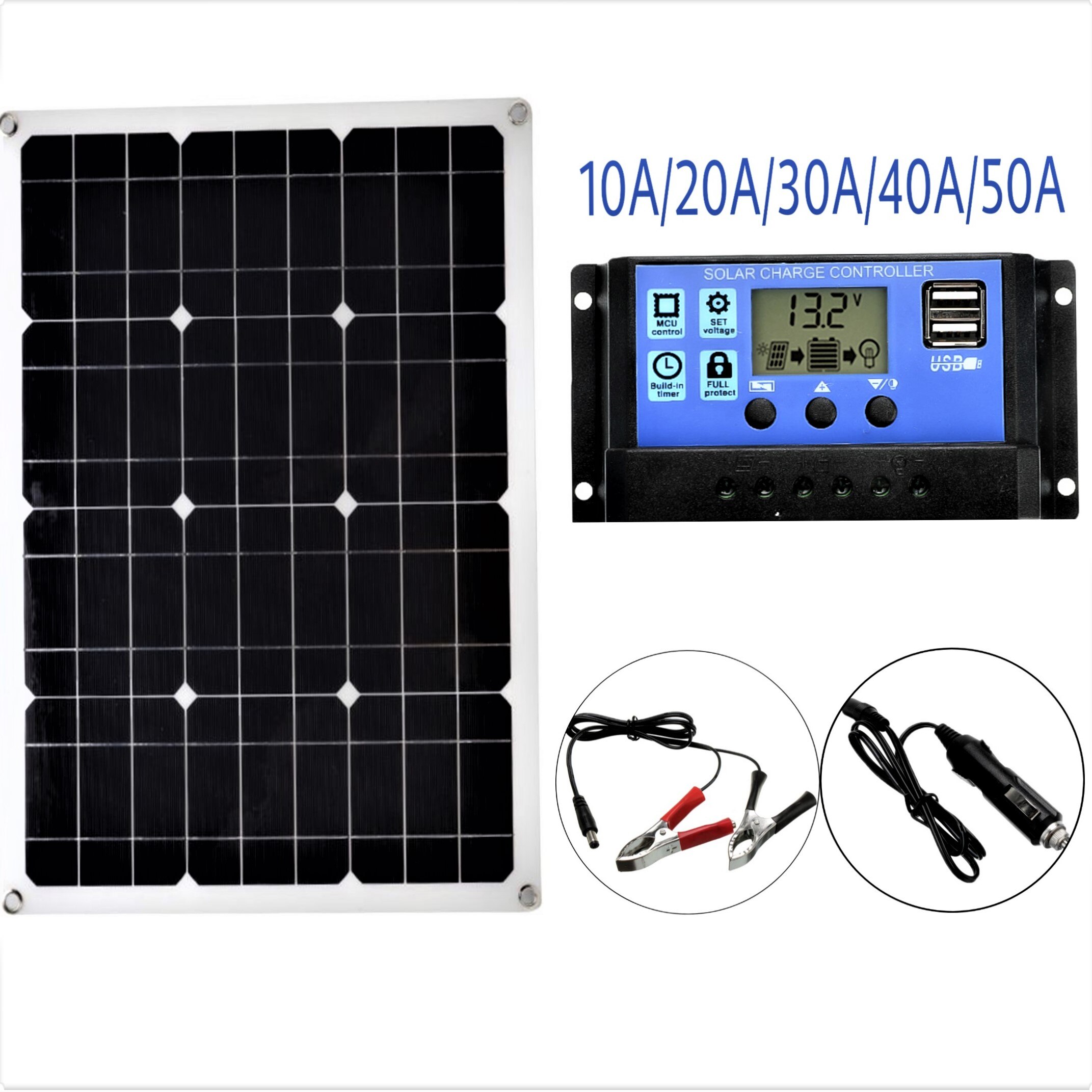 12V Solar Panel50W double USB Output Solar battery Panel Solar For Tourist Mountaineering 10/20/30/40/50A controller Waterproof