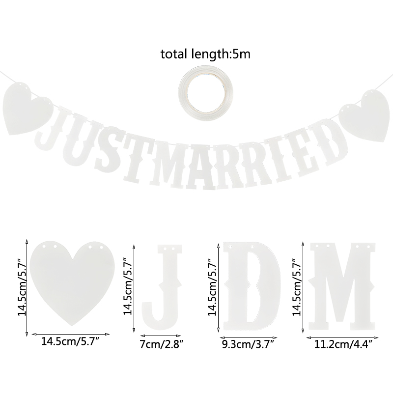 Wedding Bunting Banner Just Married Rustic Paper Garland Wedding Table Decoration Marriage Party DIY Hanging Flag Decor Supplies: B02