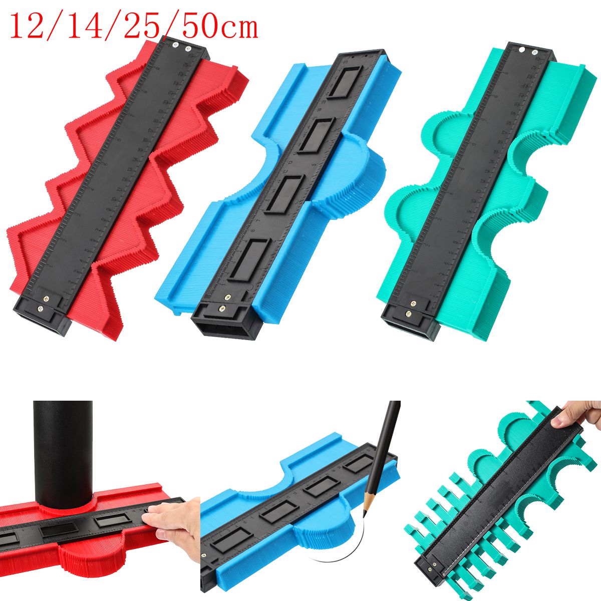 12/14/25/50cm plastmätare profil kopieringsmätare standard trämarkeringsverktyg kakel laminatplattor profilmätare