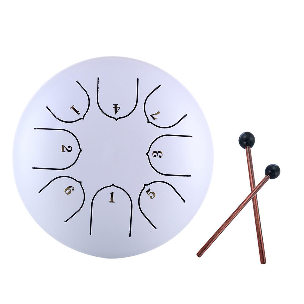 6 Inch 8 Inch Stalen Tong Drum Set 8 Tune Tong Drum Hang Drum Met Gewatteerde Drum Tas Hamers Stickers ondersteuning: 6inches White