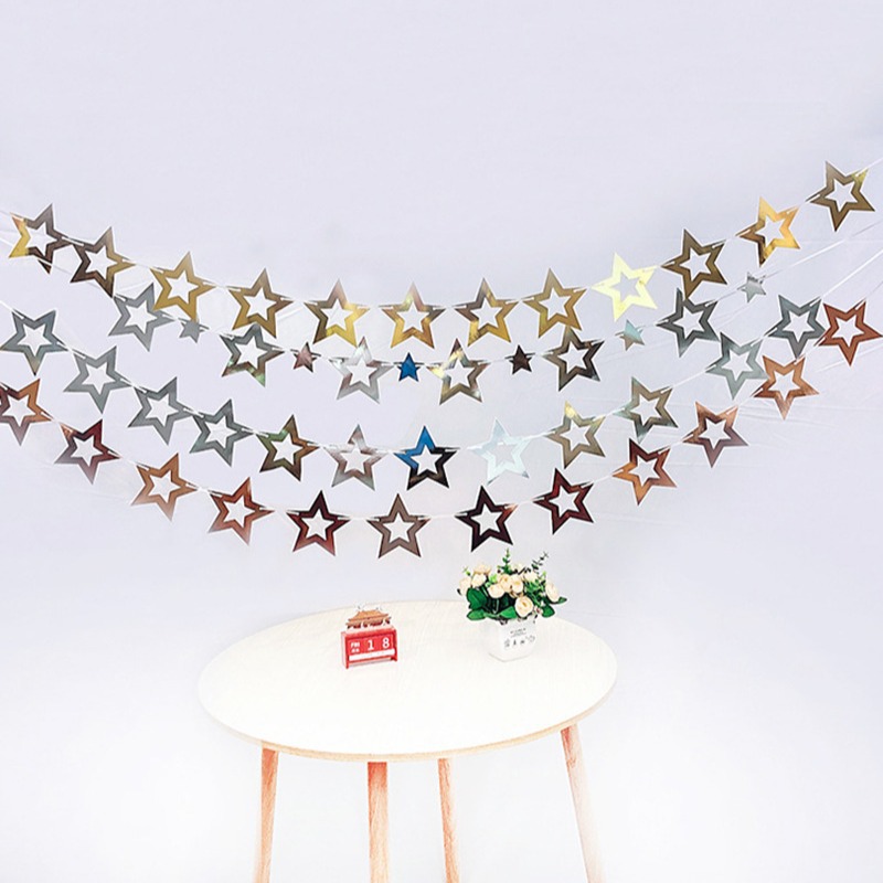 Glitter Stars Garland Banner Decoration Star Hanging Bunting Banner for Graduation Wedding Birthday Christmas Party Supplie
