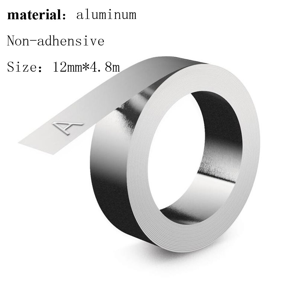 2pcs 3D En Aluminium/Acier Gaufrage Adhésif 12mm Bandes d'étiquettes avec Métal Compatible pour 31000 32500 35800 Dymo rhino M1011: Aluminum-A