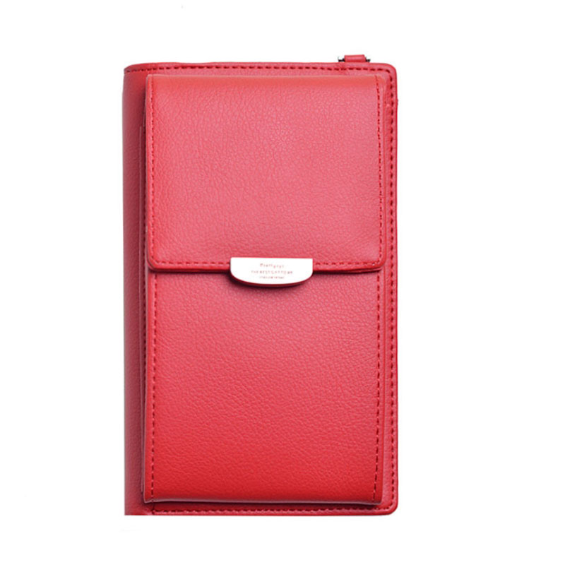 Women Casual Wallet Brand Cell Phone Wallet Big Card Holders Wallet Handbag Purse Clutch Messenger Shoulder Straps Bag: Style 2 Red