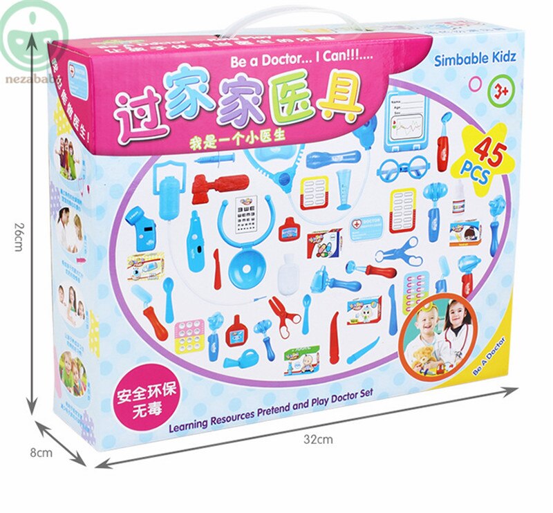 45 stk pakke børn foregiver lege legetøj børn læge legetøj medicin værktøjssæt foregive læge legetøj til barn jul  gw06
