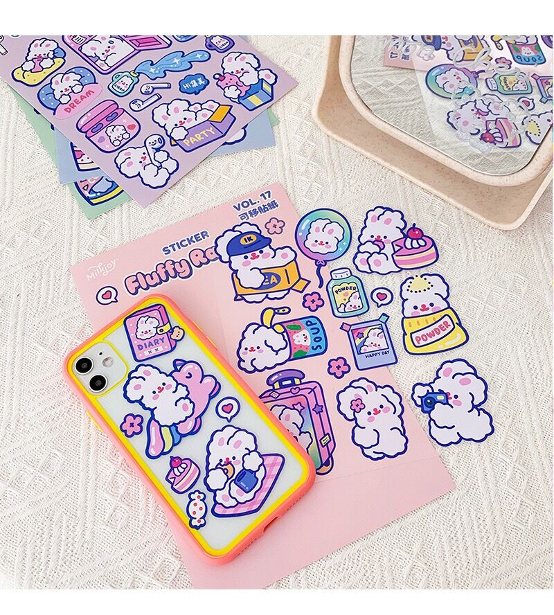 2Pages mignon bricolage Post autocollant pochette d'ordinateur tasse autocollants dessin animé lapin autocollant bagage étiquette autocollant accessoire journal Scrapbooking