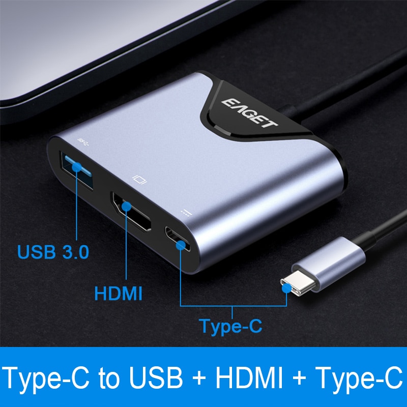 Eaget Usb C Hdmi Kabel, Type C Naar Hdmi Hub Adapter , USB-C Hdmi Converter, voor Macbook Huawei Mate 30 Pro CH08