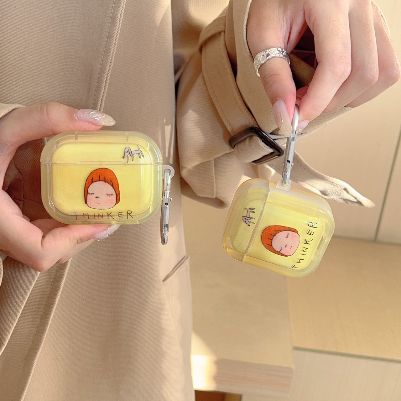 Karikatur kleines Mädchen Hülle für AirPods 4 2 1 3 Profi2 Hülle Startseite Coque Kopfhörer Weiche TPU Weiche Silikon Schutzhülle AirPods 4