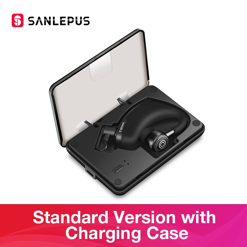 Sanlepus Bluetooth Oortelefoon Draadloze Hoofdtelefoon Handsfree Headset Oordopjes Met Hd Microfoon Voor Telefoon Iphone Xiaomi Over Ear: Standard with Case