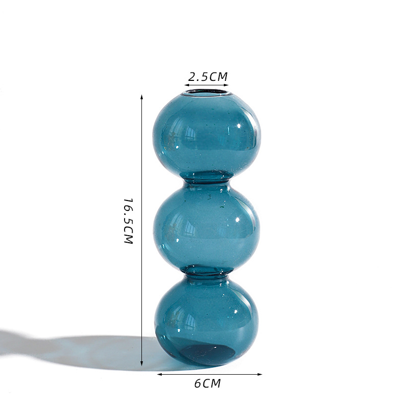 Vase à bulles en verre coloré , Arrangement de fleurs, ornements de Table hydroponique, décoration de maison: Short Oceanblue