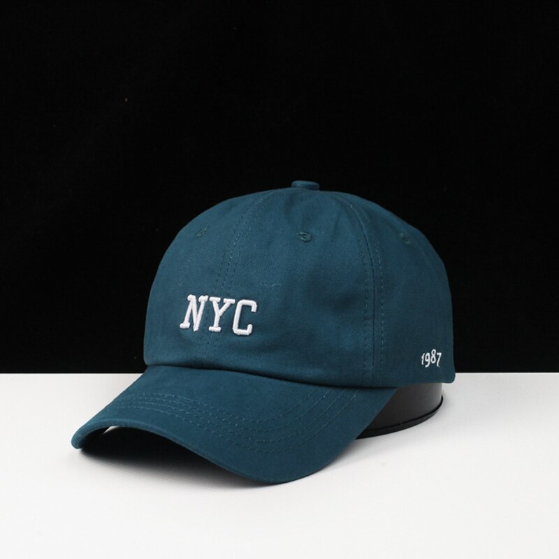 Stil forår efterår bomuld unisex york brev brodere enkel lethed match street par solcreme baseball cap: Blå