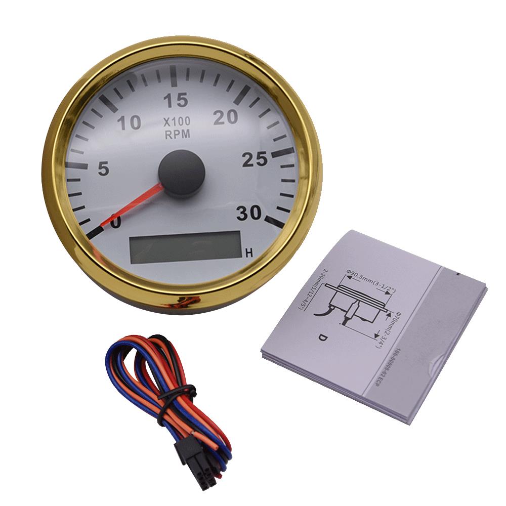 Universal 85mm Marine Boat Tachometer with Hour Meter 3000RPM 4000RPM Electric Motor Tachometer Gauge For Car Truck Boat 9-32V
