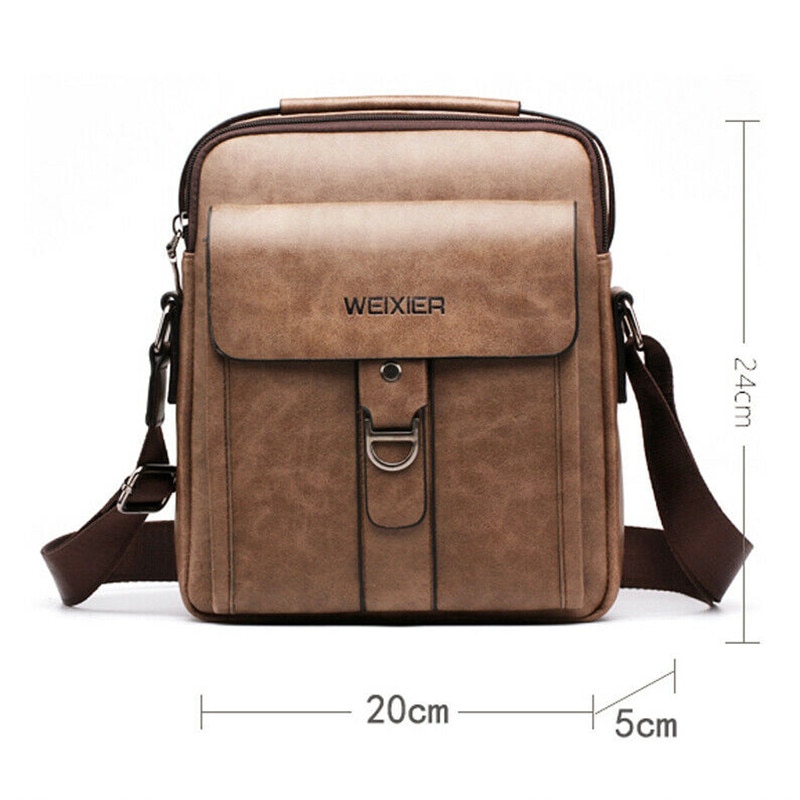 Man Shoulder Briefcases Bags Business Bag PU Leather Sports Casual Messenger Bags Multi-pocket Handbag