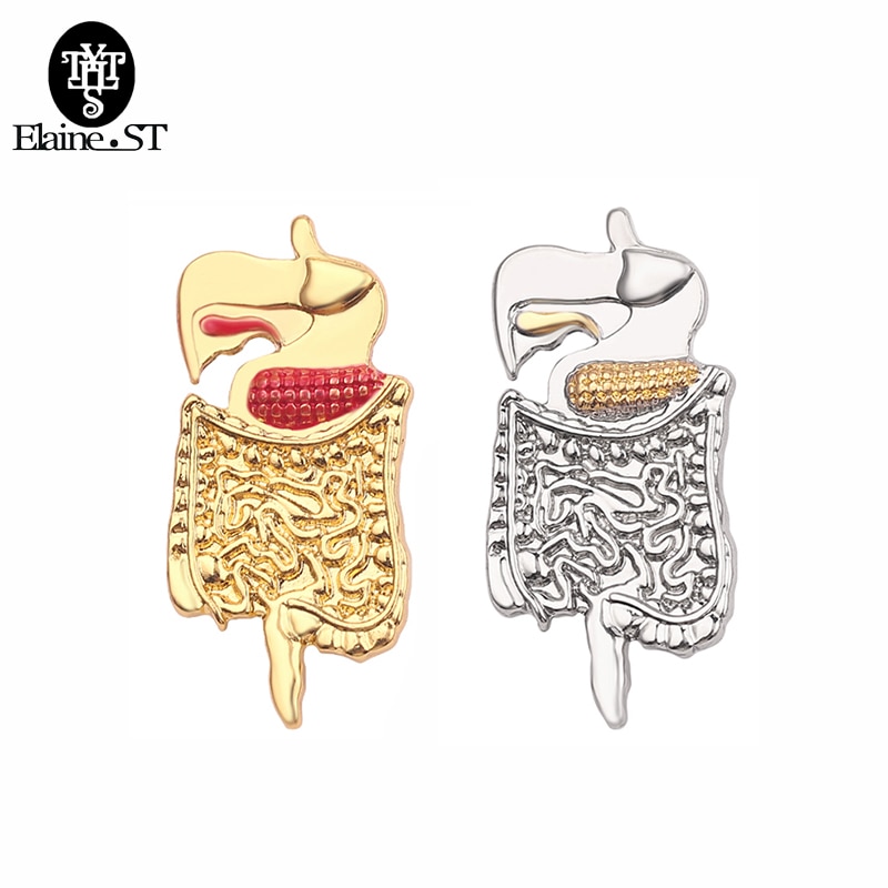 Intestino Risvolto Spille Spille in Metallo punk Dei Monili Delle Donne del Regalo dell'oro Del Nastro Medico Infermiere Dello Smalto Spilla Spilli