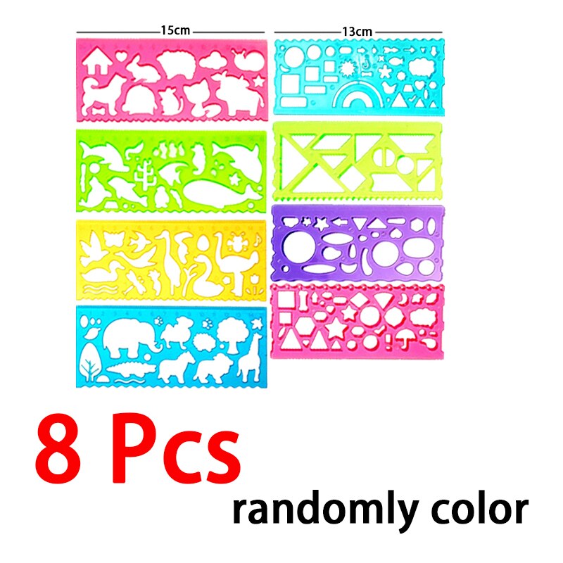 Rasguño de papeles de arcoíris, conjunto de dibujo de espirógrafo de engranaje clásico, plantillas de pintura geométrica de animales, reglas, juguetes artísticos para niños: Rojo