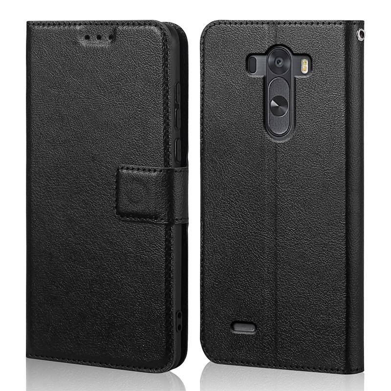 Siliconen Flip Case Voor Lg Optimus G3 D855 D850 Luxe Wallet Pu Leer Magnetische Telefoon Zakken Gevallen Voor Lg G3 met Kaarthouder: Black