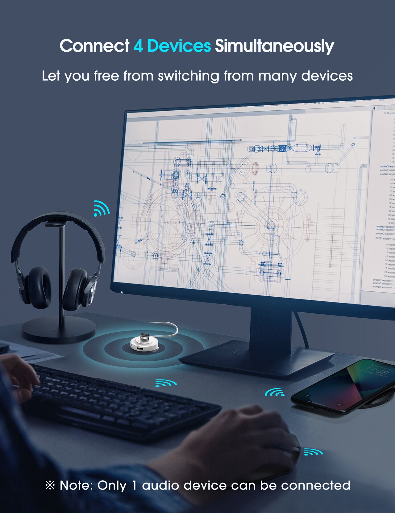 Mpow BH519 BT 5.1 adattatore USB trasmettitore e ricevitore USB BT Dongle Bluetooth 2 in 1 per altoparlanti per cuffie desktop portatili