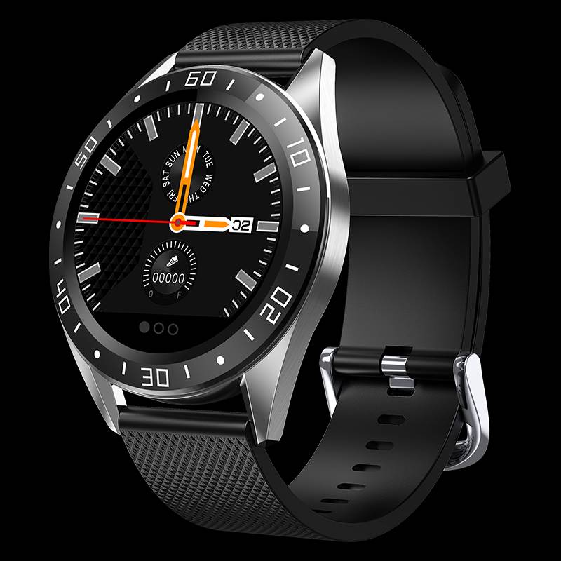 Bakeey GT105 Heart Rate Blood Pressure Monitor bluetooth Weather Push Music Control Black Silicone Smart Band Men Women: Black