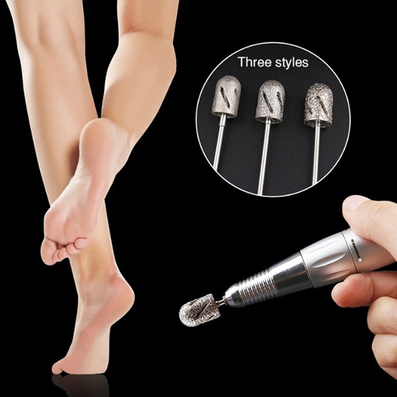 Accesorios y herramientas para manicura y pedicura, 3 tamaños, torno de perforación, brocas para el cuidado de los pies, herramienta para el cuidado de los callos, limpieza de cutículas