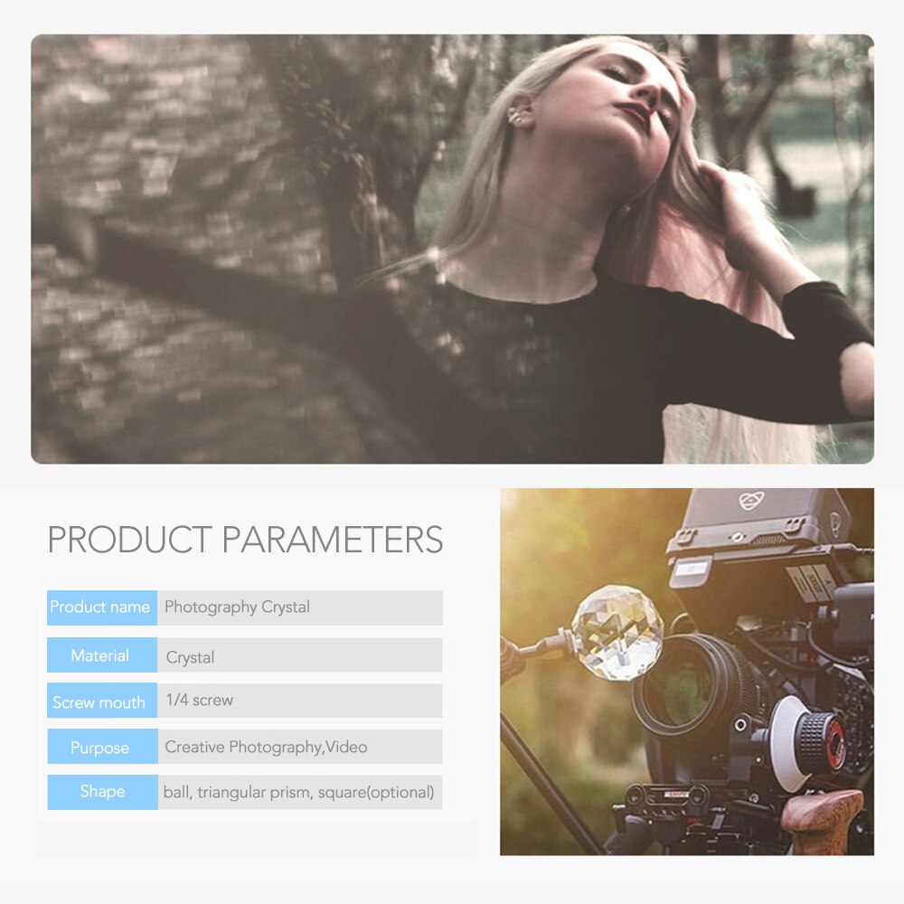 Photography Crystal Optical Glass Photo Ball with 1/4'' Screw Mouth Glow Effect Decorative Photography Accessories