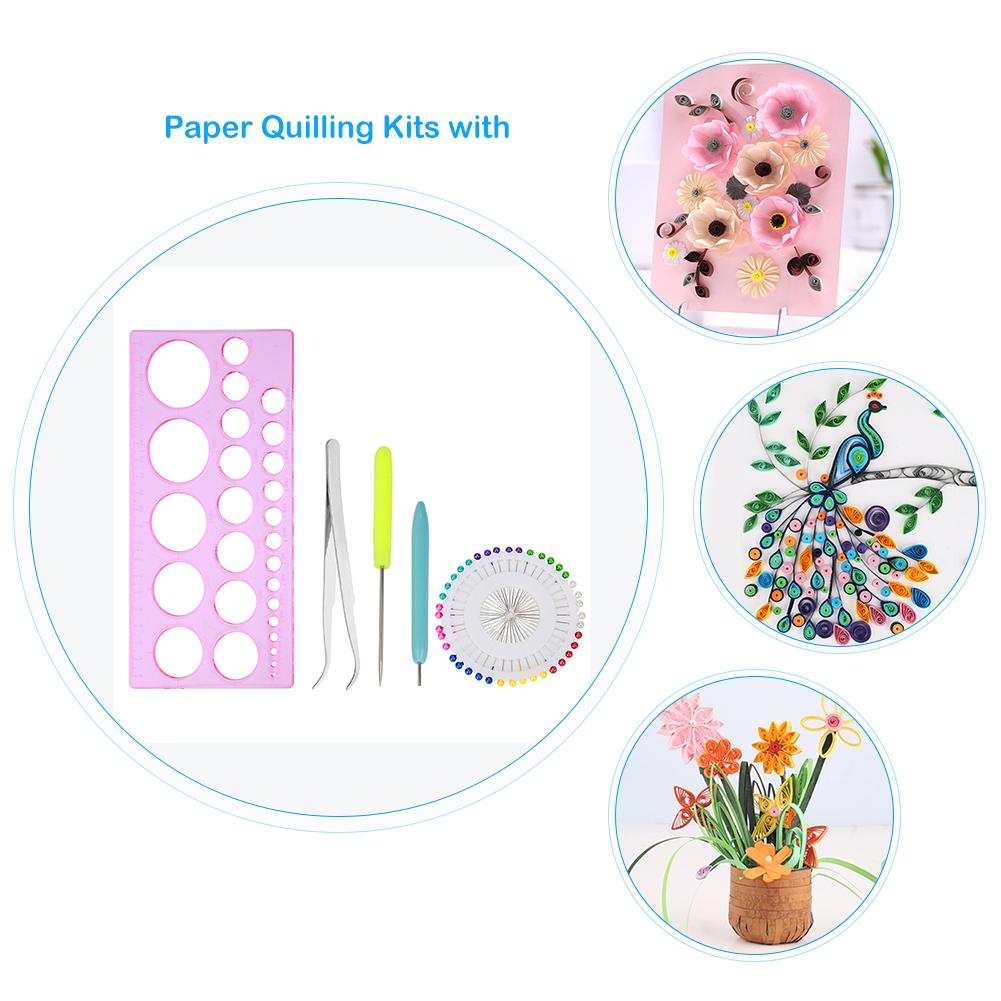1 Set DIY Paper Quilling Kit Tweezer Quilling Ruler Needles Rolling Pen Tools Quilling Paper Tool Set