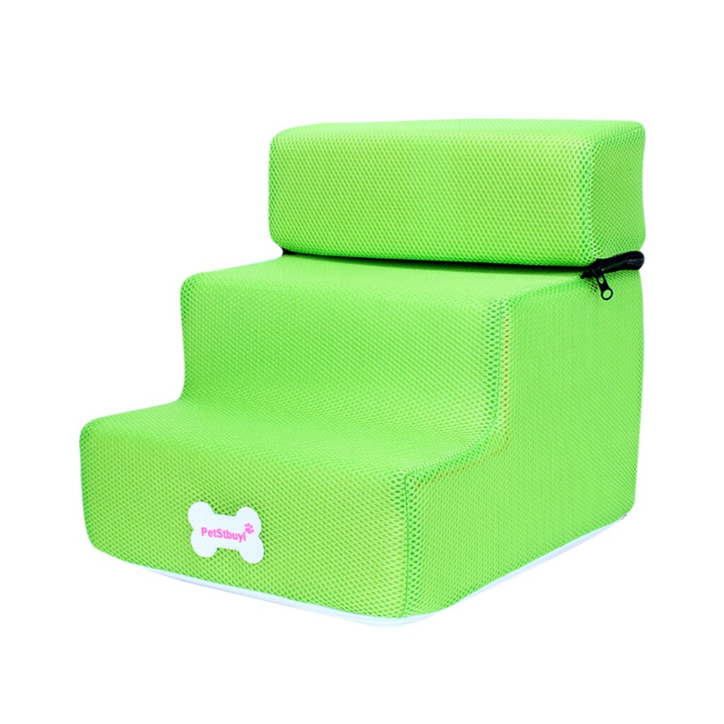 Breathable Mesh Foldable Pet Stairs Detachable Pet Bed Cat Dog Ramp 2 Steps Pet Dog Cat Supplies Breathable mesh Washable: Green