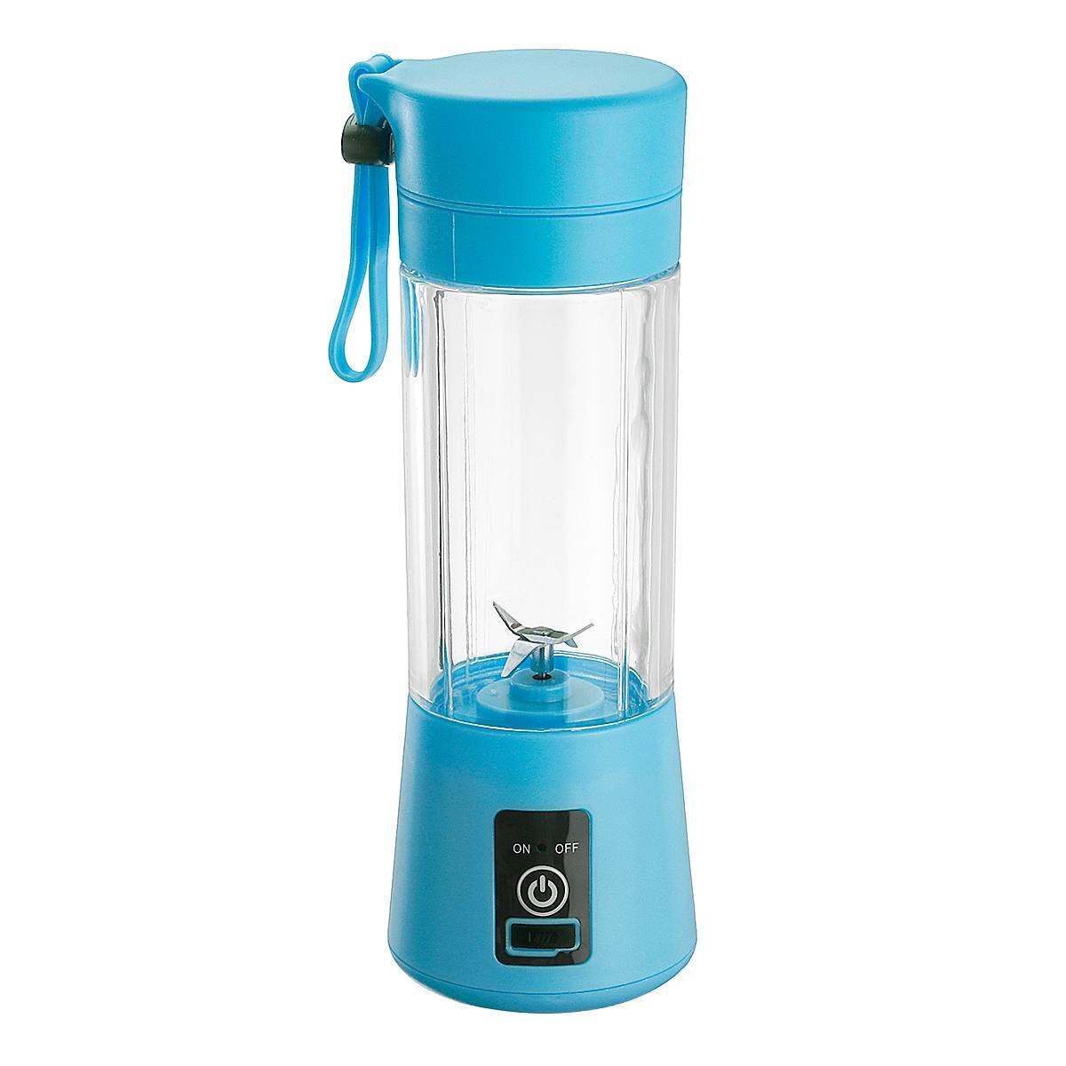 Portable Electric USB Rechargeable Juicer Cup 2 Blades Handheld Bottle Fruit Vegetable Juicer Blender Squeezer Reamer Machine: Blue
