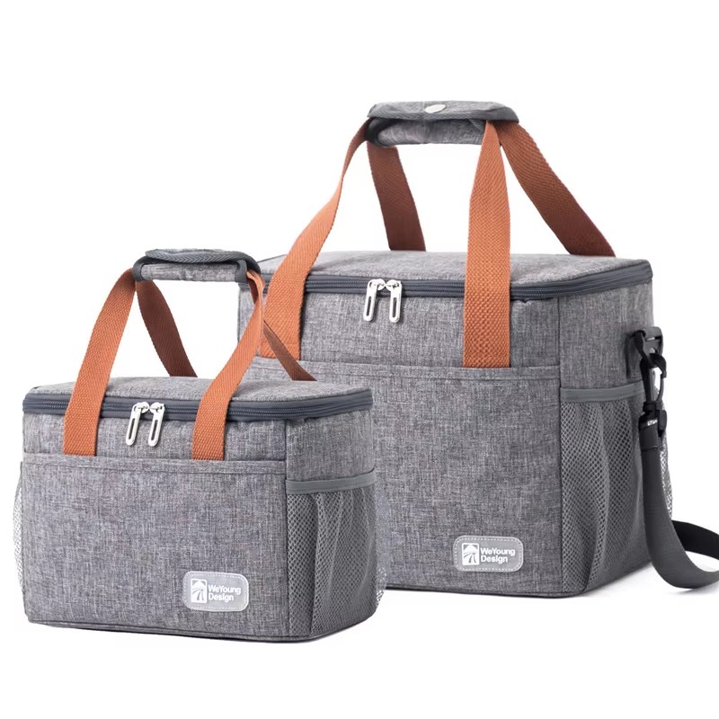 Bolsa de almuerzo para mujer, lonchera aislada, bolsa grande para el almuerzo, soporte para bebidas, organizador de aperitivos térmicos duradero para Picnic, senderismo y playa