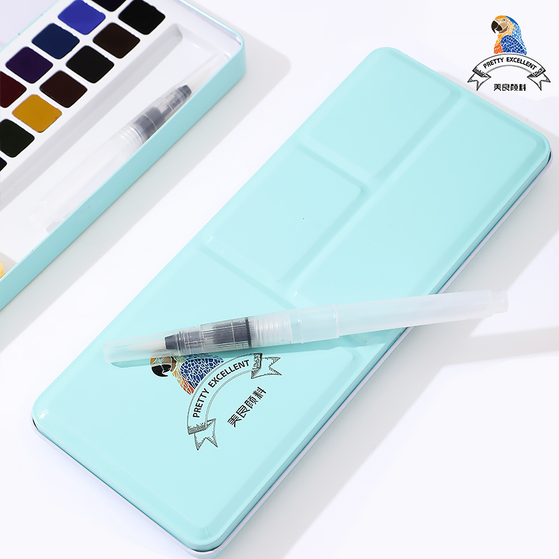 Meiliang-Juego de acuarelas sólidas de 24/36 colores, pinturas no tóxicas, estuche de Metal portátil con paleta y pinceles de pintura artística, suministros
