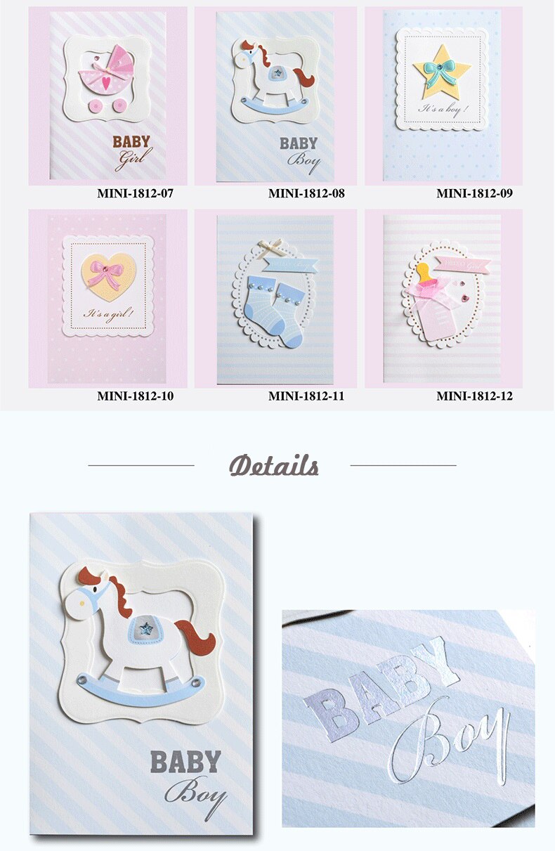 Eno Groet Baby Kaarten 3D Papier Jongetje Meisje Handgemaakte Kaarten Leuke Baby Mini Cards