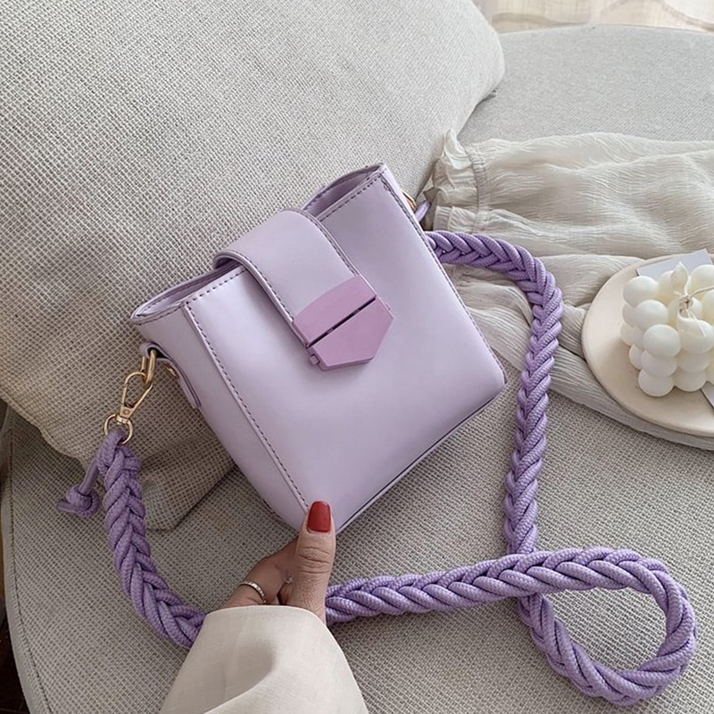 Corda di canapa della cinghia di spalla di Cuoio dell'UNITÀ di elaborazione sacco A principale Femme viola Borsa con Tracolla per Le Donne 2020 di proprietà Piccola Spalla Borse Femminile