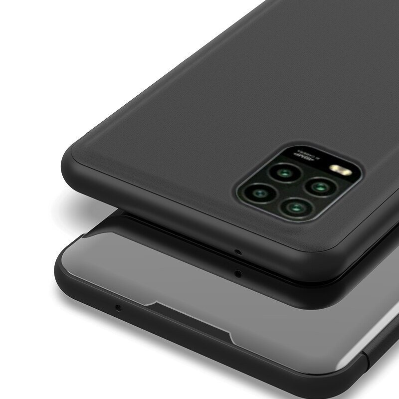 Til xiaomi  mi 10 lite 5g etui 6.57 tommer cover stødsikkert pu læder flip spejl smart telefon etui til  mi 10 lite 5g fundas