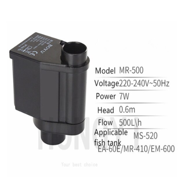 BOYU 1 piece FP-150 MR-300 MR-500 aquarium original submersible pump small ulter silent filter water pump special for fish tank: MR-500