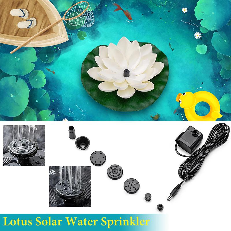 360 Degrees Lotus Solar Fountain Water Sprinkler System Water Sprayer For Garden Lawn Courtyard Decoration