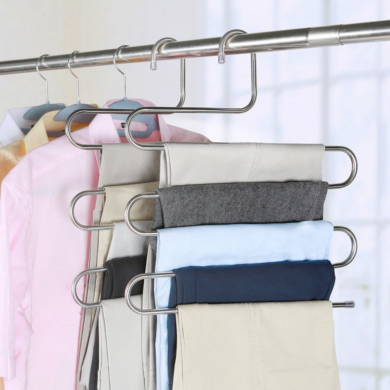Colgador de pantalones organizador de pantalones, estantería para colgar ropa, colgador de capas para almacenamiento de ropa, ahorrador de espacio, organización de armarios, decoración del hogar