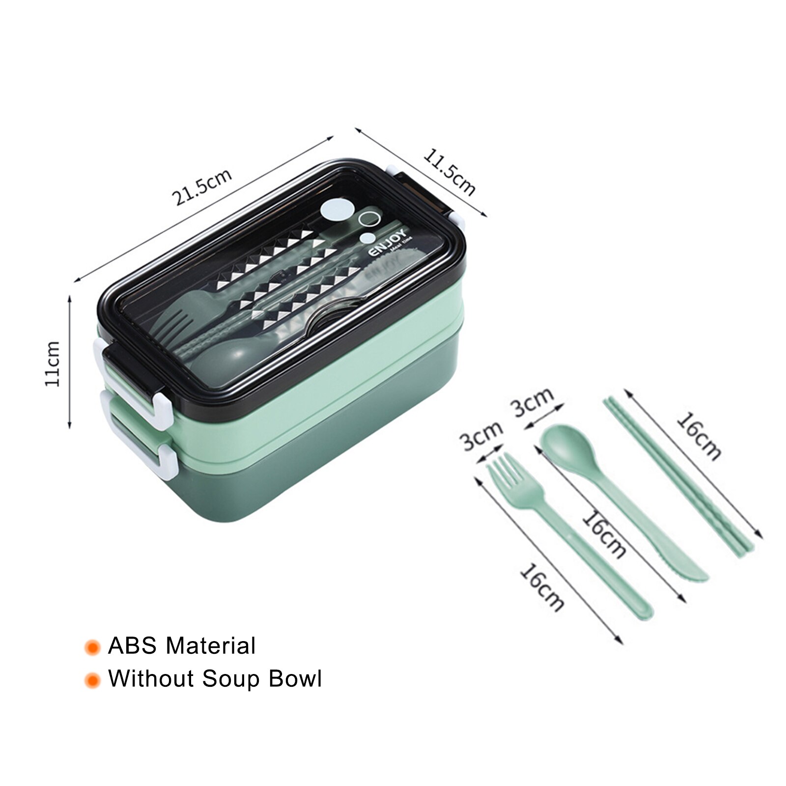 Stainless Steel Lunch Box Bento Boxes Tableware For School Kids Office Worker Double Layers Microwave Heating Lunch Container: Green-plastic